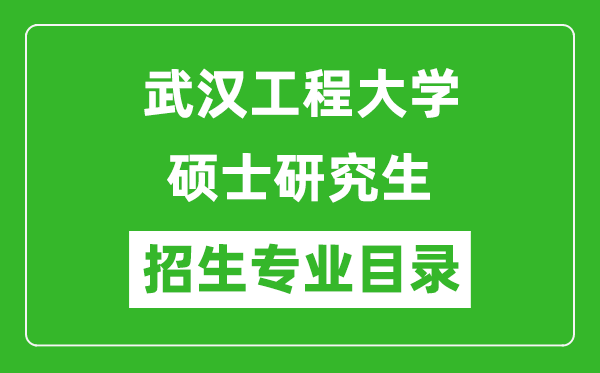 武汉工程大学2024硕士研究生招生专业目录及考试科目