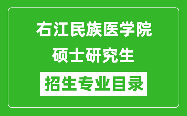 右江民族医学院2024硕士研究生招生专业目录及考试科目