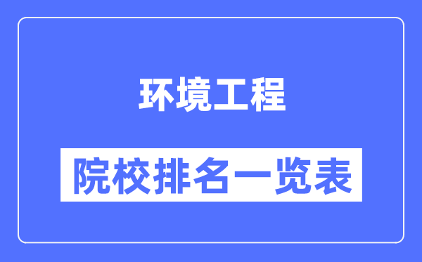 环境工程专业考研院校排名一览表