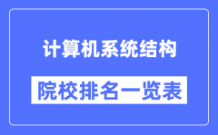 计算机系统结构专业考研院校排名一览表