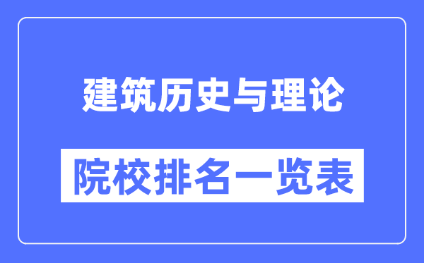 建筑历史与理论专业考研院校排名一览表