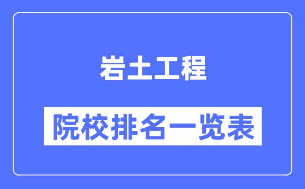 岩土工程专业考研院校排名一览表