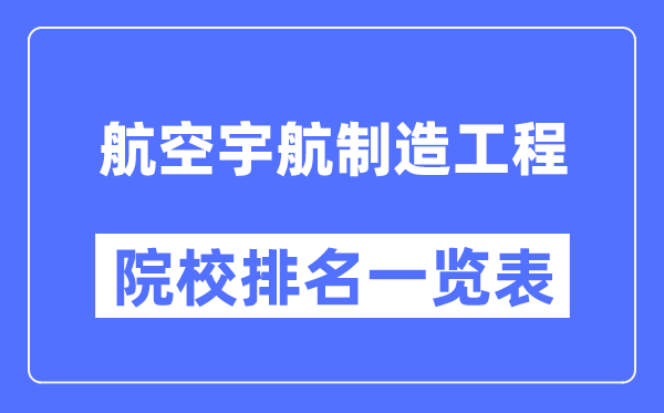 航空宇航制造工程专业考研院校排名一览表