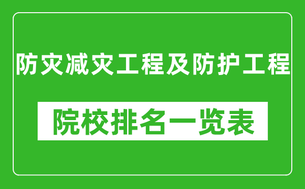 防灾减灾工程及防护工程专业考研院校排名一览表