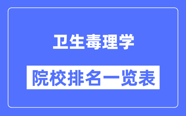 卫生毒理学专业考研院校排名一览表