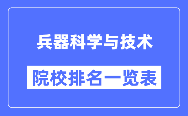 兵器科学与技术专业考研院校排名一览表