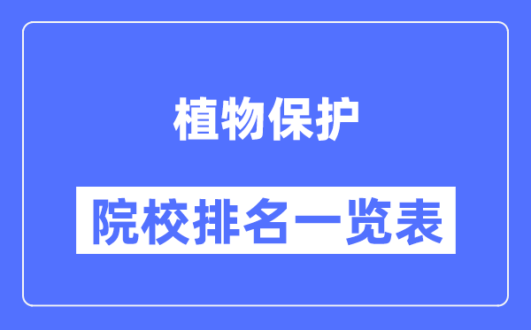 植物保护专业考研院校排名一览表