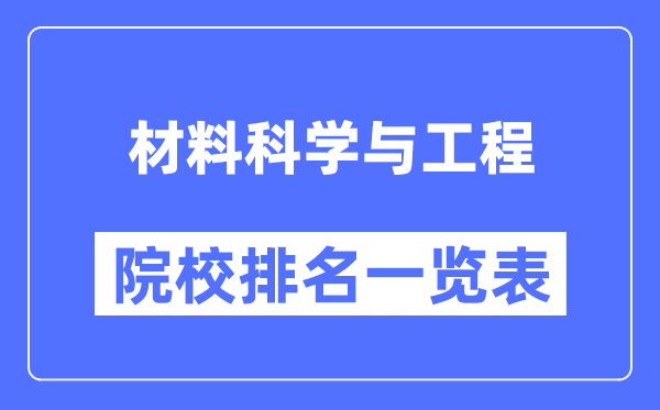 材料科学与工程专业考研院校排名一览表