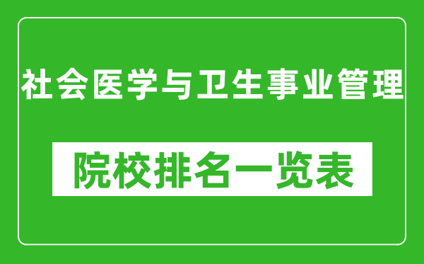 社会医学与卫生事业管理专业考研院校排名一览表