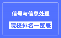 信号与信息处理专业考研院校排名一览表