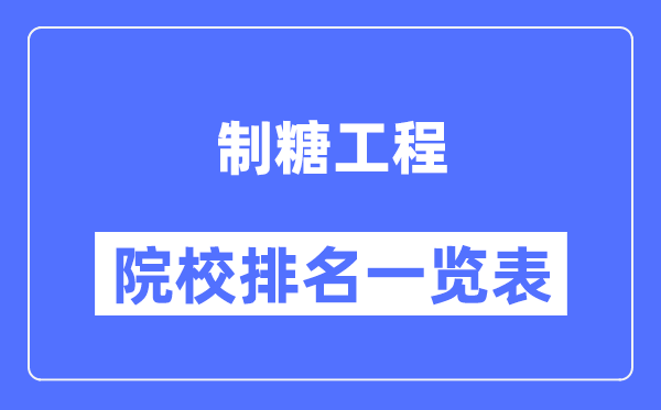 制糖工程专业考研院校排名一览表