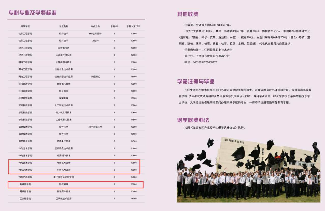 江西软件职业技术大学艺术类专业一览表