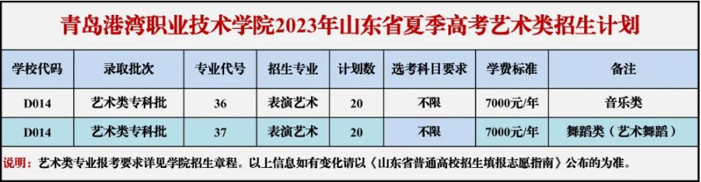 青岛港湾职业技术学院艺术类专业一览表