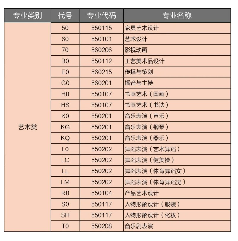 山东艺术设计职业学院艺术类专业一览表