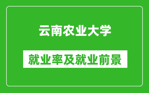 云南农业大学就业率怎么样,就业前景好吗？