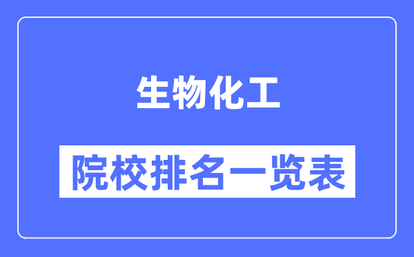 生物化工专业考研院校排名一览表