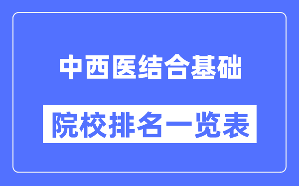 中西医结合基础专业考研院校排名一览表