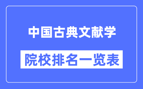 中国古典文献学专业考研院校排名一览表