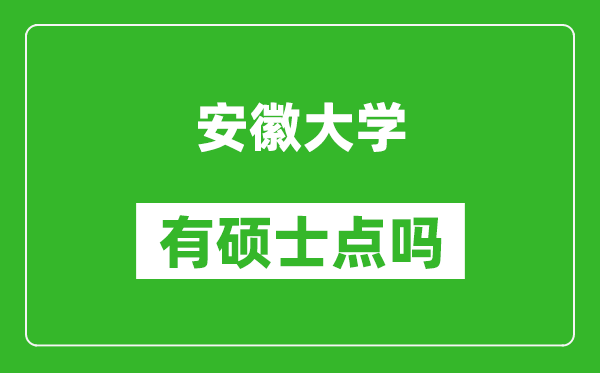 安徽大学有硕士点吗?