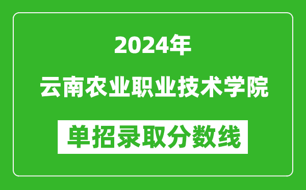 2024年云南农业职业技术学院单招录取分数线