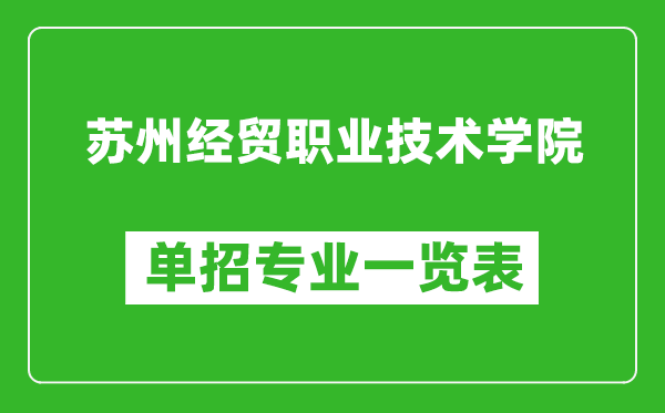 苏州经贸职业技术学院单招专业一览表