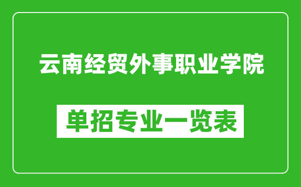 云南经贸外事职业学院单招专业一览表