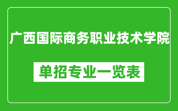 广西国际商务职业技术学院单招专业一览表