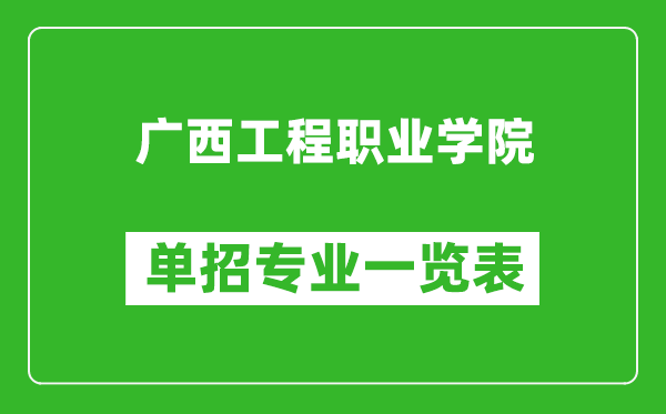 广西工程职业学院单招专业一览表