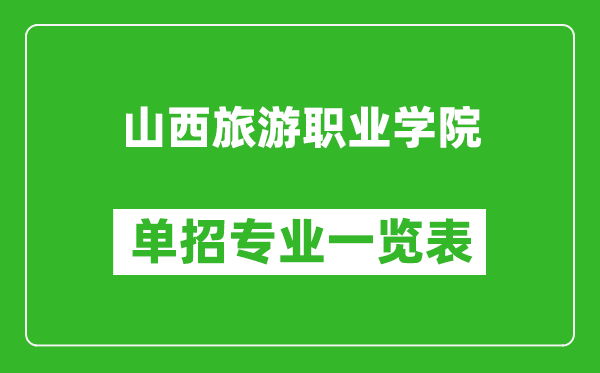 山西旅游职业学院单招专业一览表