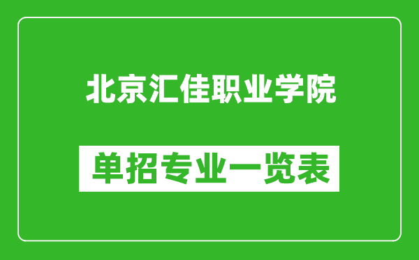 北京汇佳职业学院单招专业一览表