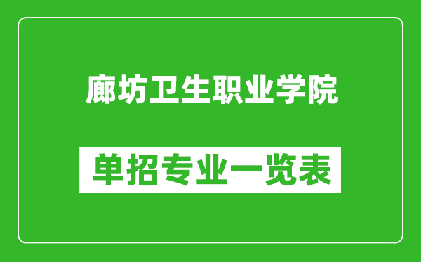 廊坊卫生职业学院单招专业一览表