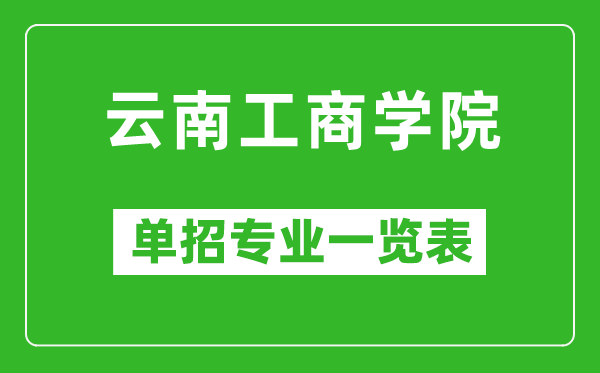 云南工商学院单招专业一览表