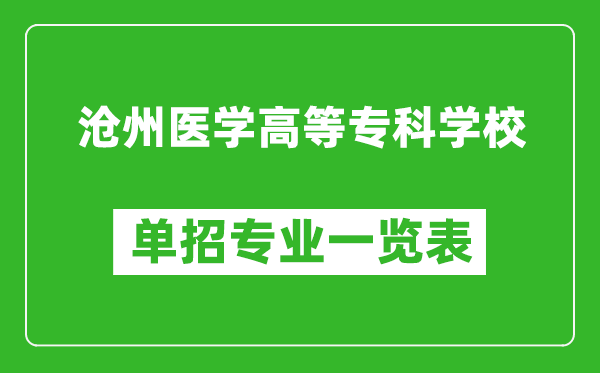 沧州医学高等专科学校单招专业一览表