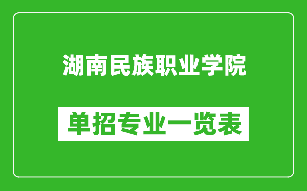 湖南民族职业学院单招专业一览表