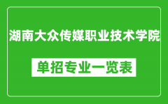 湖南大众传媒职业技术学院单招专业一览表