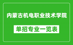 内蒙古机电职业技术学院单招专业一览表