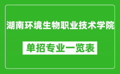 湖南环境生物职业技术学院单招专业一览表