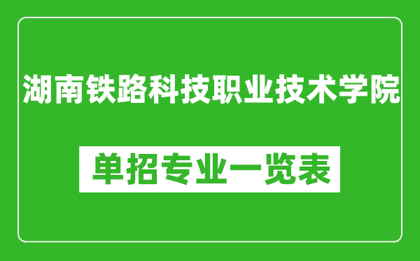 湖南铁路科技职业技术学院单招专业一览表