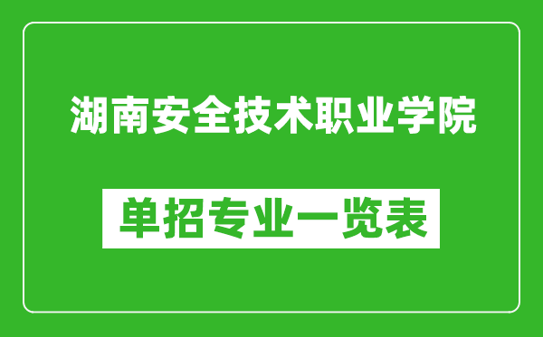 湖南安全技术职业学院单招专业一览表