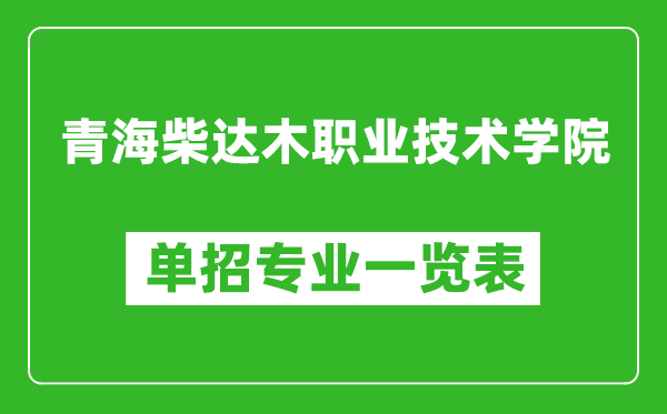 青海柴达木职业技术学院单招专业一览表