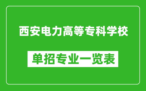 西安电力高等专科学校单招专业一览表