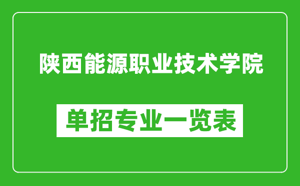 陕西能源职业技术学院单招专业一览表