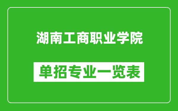 湖南工商职业学院单招专业一览表