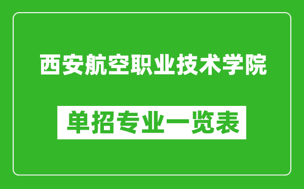 西安航空职业技术学院单招专业一览表