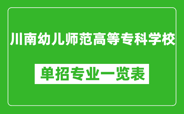 川南幼儿师范高等专科学校单招专业一览表