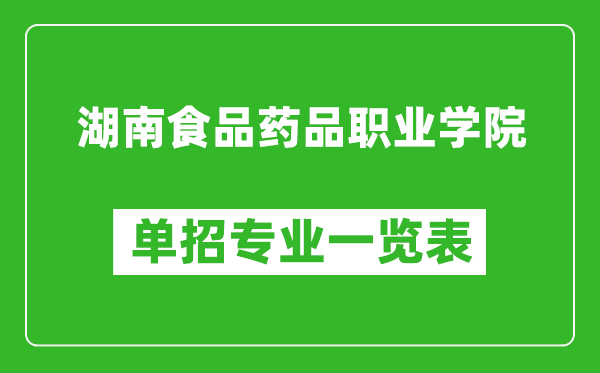 湖南食品药品职业学院单招专业一览表