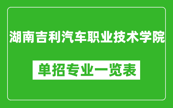 湖南吉利汽车职业技术学院单招专业一览表