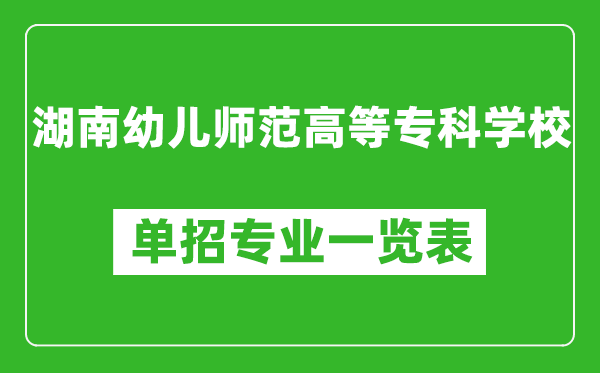 湖南幼儿师范高等专科学校单招专业一览表