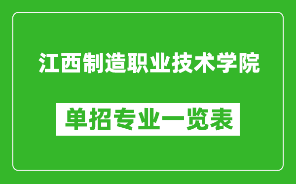 江西制造职业技术学院单招专业一览表