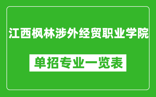 江西枫林涉外经贸职业学院单招专业一览表